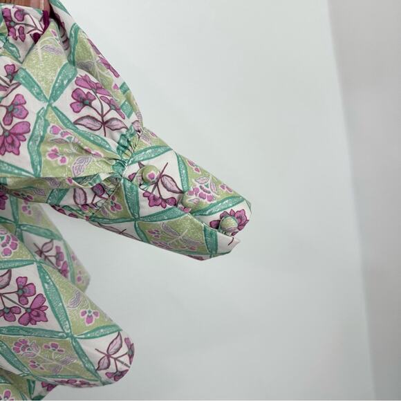 Karlie Paris Floral Poplin Ruffle Top in Mint Green size Small - Picture 5 of 7